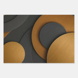 Luxury Black and Gold Geometric Abstract Design Wrapping Paper Sheets