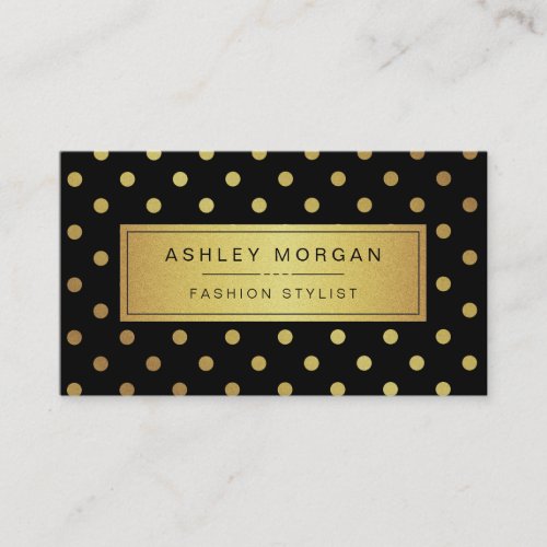 Luxury Black and Gold Glitter Polka Dots Business Cards