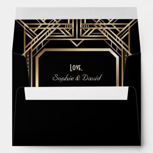 Luxury Black and Gold Great Gatsby Wedding Envelope