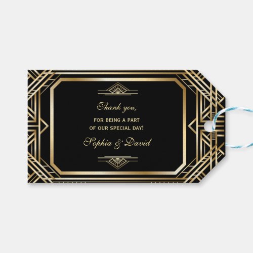 Luxury Black and Gold Great Gatsby Wedding Gift Tags