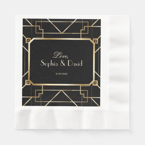 Luxury Black and Gold Great Gatsby Wedding Napkins
