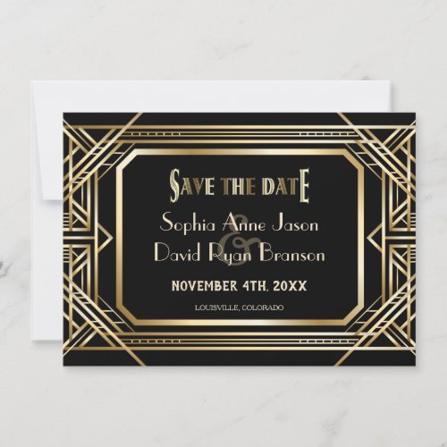 Luxury Black and Gold Great Save The Date