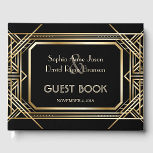 Luxury Black and Gold Great Wedding Guest Book