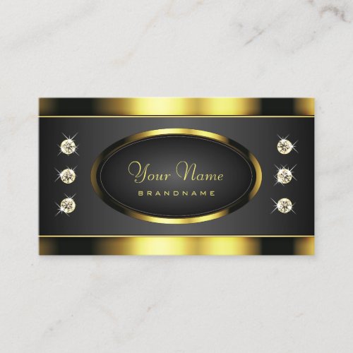Luxury Black and Gold Luminous Faux Rhinestones Business Card