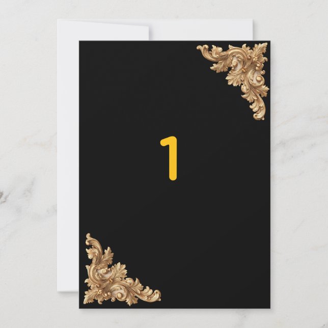 Luxury Black and Gold Mandala Table Numbers (Front)