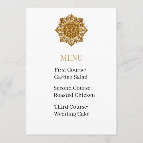 Luxury Black and Gold Mandala Wedding Menu