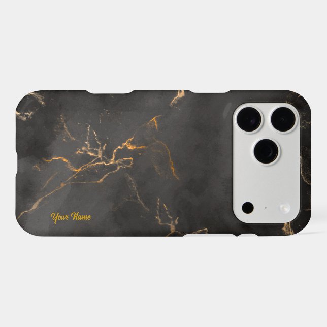 Luxury black and gold marble phone case. iPhone case (Back Horizontal)