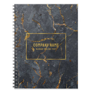Luxury black and gold marble simple gold frame notebook