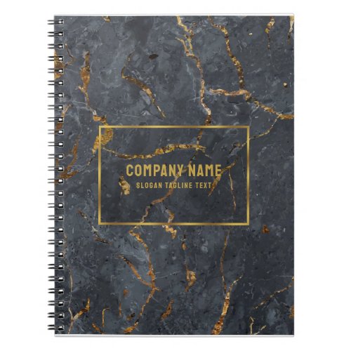 Luxury black and gold marble simple gold frame notebook