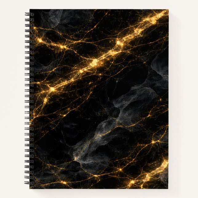 Luxury Black and Gold Marble Spiral Notebook (Front)