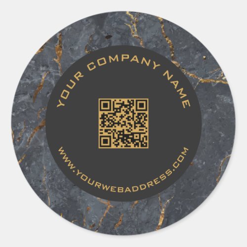 Luxury black and gold marble texture classic round sticker