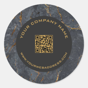 Luxury black and gold marble texture classic round sticker