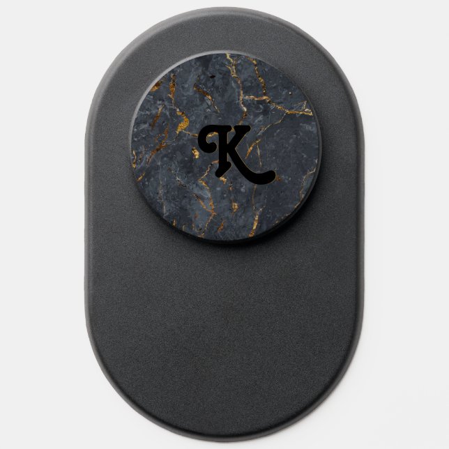 Luxury black and gold marble texture PopSocket (Popsocket)