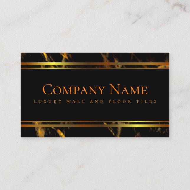 Luxury Black and Gold Marble Wall and Floor Tiles Business Card (Front)