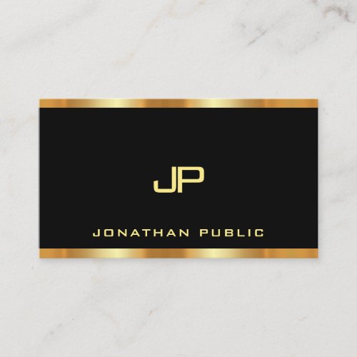 Luxury Black And Gold Modern Monogrammed Template Business Card