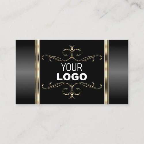 Luxury Black and Gold Ornate with Logo Luxurious Business Card