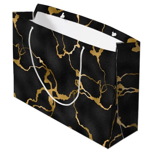 Luxury black and gold pattern glam design large gift bag