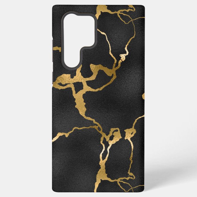 Luxury black and gold pattern glam design samsung galaxy case (Back)