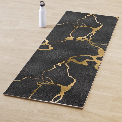 Luxury black and gold pattern glam design yoga mat