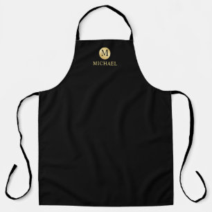 Luxury Black and Gold Personalized Monogram Apron