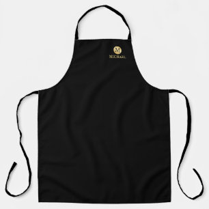 Luxury Black and Gold Personalized Monogram Apron