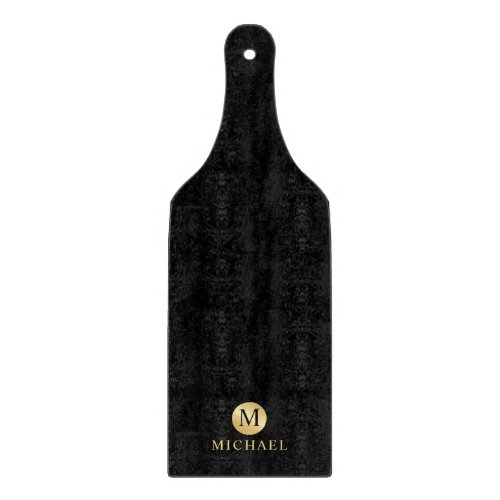 Luxury Black and Gold Personalized Monogram Cutting Board