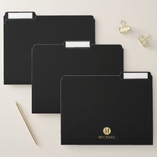 Luxury Black and Gold Personalized Monogram File Folder