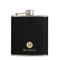 Luxury Black and Gold Personalized Monogram Flask Luxury Black and Gold Personalized Monogram Flask
