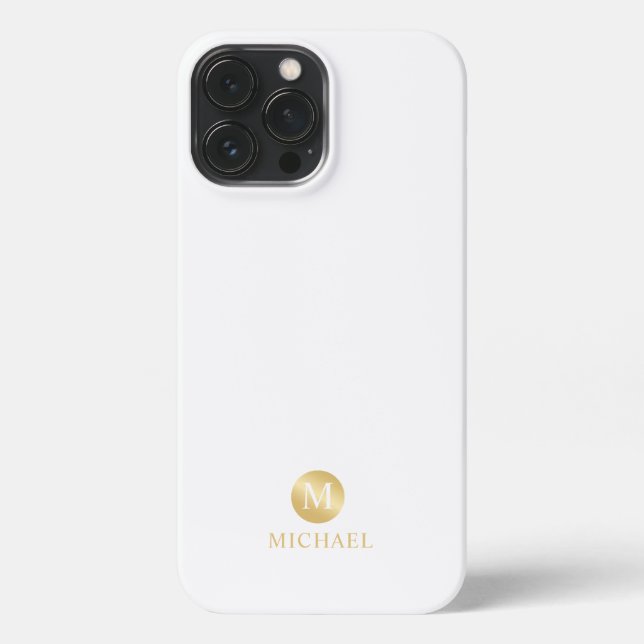 Luxury Black and Gold Personalized Monogram iPhone iPhone Case (Back)