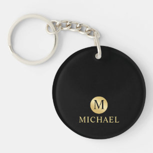 Luxury Black and Gold Personalized Monogram Keychain