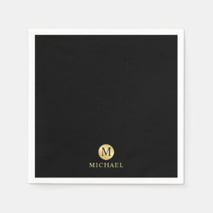 Luxury Black and Gold Personalized Monogram Napkins