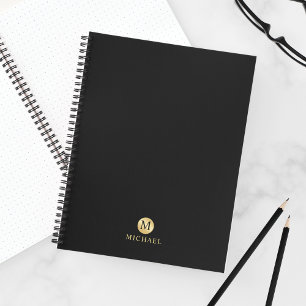 Luxury Black and Gold Personalized Monogram Notebook