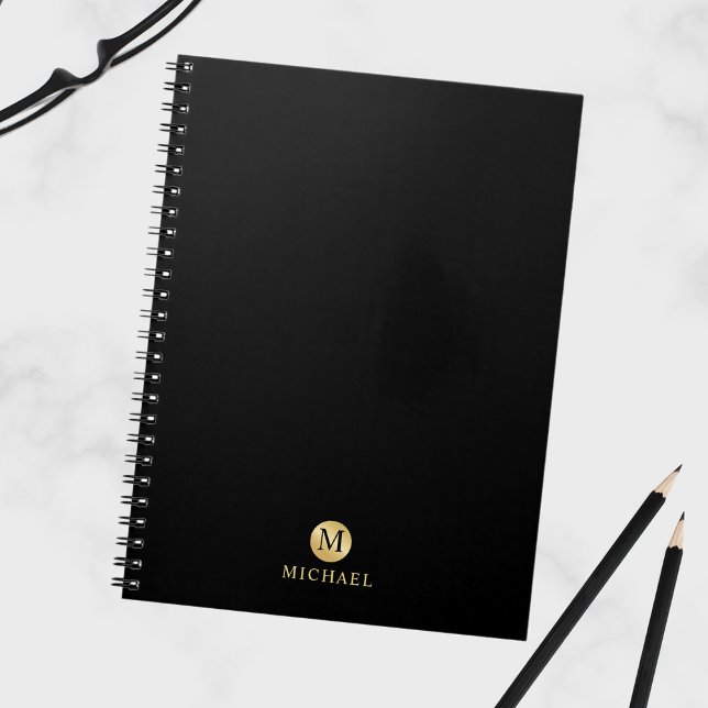Luxury Black and Gold Personalized Monogram Notebook (Creator Uploaded)