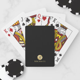 Luxury Black and Gold Personalized Monogram Playing Cards