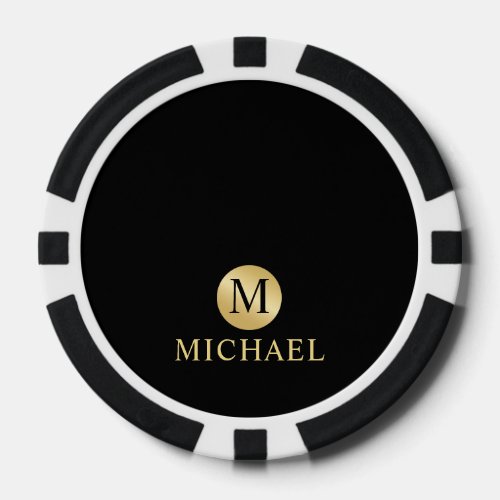Luxury Black and Gold Personalized Monogram Poker Chips
