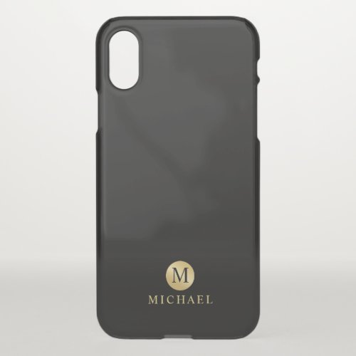 Luxury Black and Gold Personalized Monogram iPhone X Case