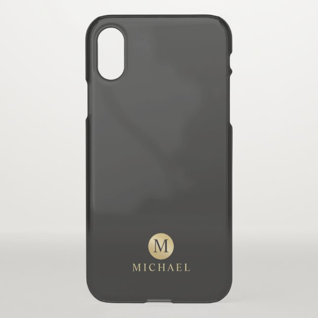 Luxury Black and Gold Personalized Monogram Uncommon iPhone Case (Back)
