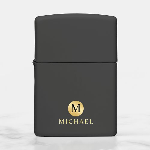 Luxury Black and Gold Personalized Monogram Zippo Lighter