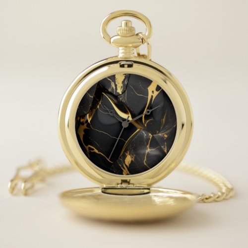 Luxury Black and Gold Pocket Watch