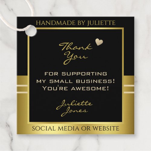 Luxury Black and Gold Product Packaging Thank You Favor Tags
