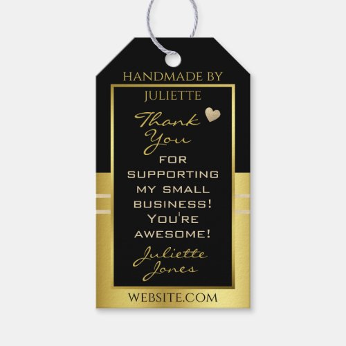 Luxury Black and Gold Product Packaging Thank You Gift Tags