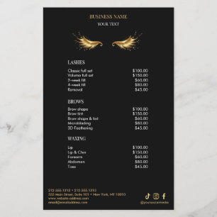 Luxury Black and Gold Salon Price List Menu Flyer