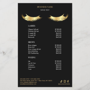 Luxury Black and Gold Salon Price List Menu Flyer