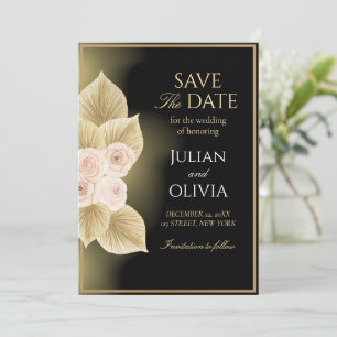Luxury Black and Gold Save the Date Card