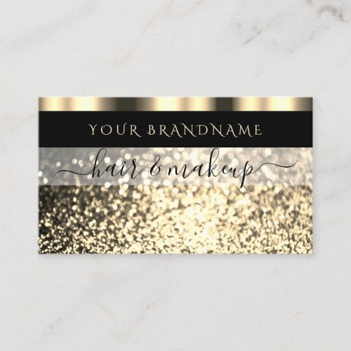 Luxury Black and Gold Sparkling Glitter Glamorous Business Card