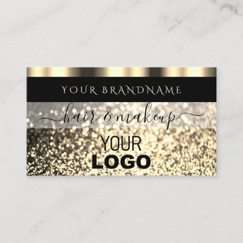 Luxury Black and Gold Sparkling Glitter with Logo Business Card