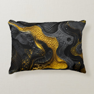 Luxury Black and Gold Throw Modern Textured Accent Pillow