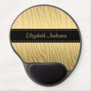 Luxury Black and Gold Tiger Stripes With Name Gel Mouse Pad