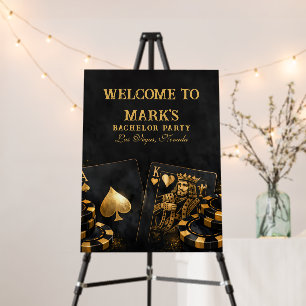 Luxury Black And Gold Vegas Bachelor Party Foam Board