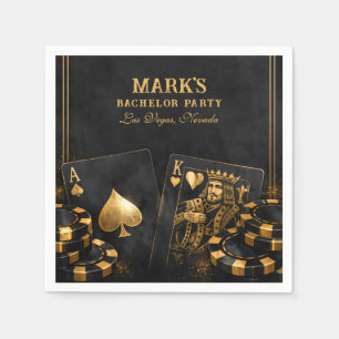 Luxury Black And Gold Vegas Bachelor Party Napkins